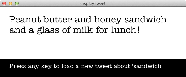 A screenshot of the finished sketch displaying a Tweet.